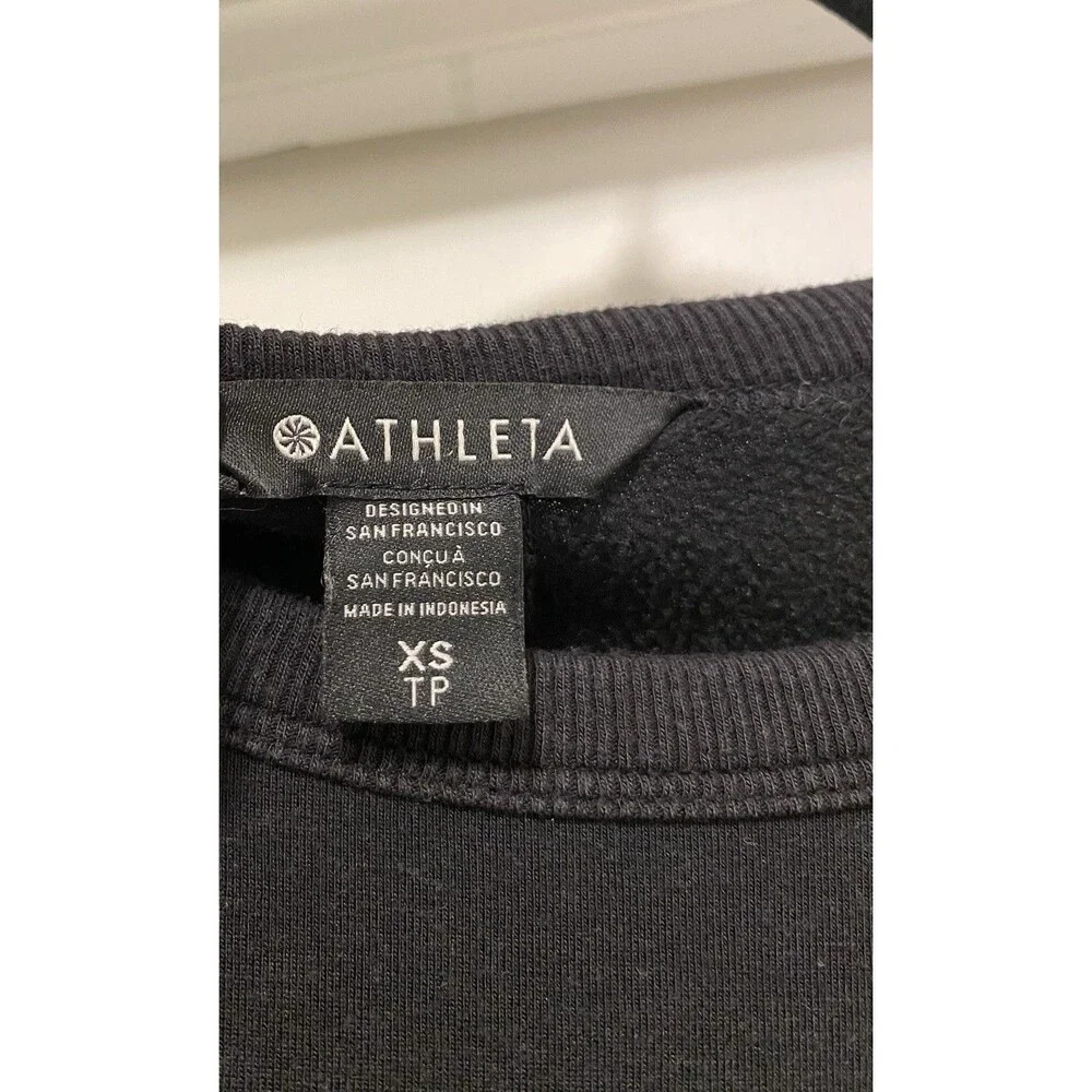 Athleta Coaster Luxe Recover Crewneck Sweatshirt Womens XS Black Yoga Athleisure